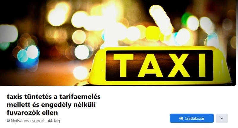 Taxis tüntetés a tarifaemelés mellett